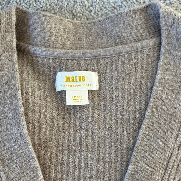 Anthropologie Taupe Ribbed Knit Cardigan - Picture 2 of 6